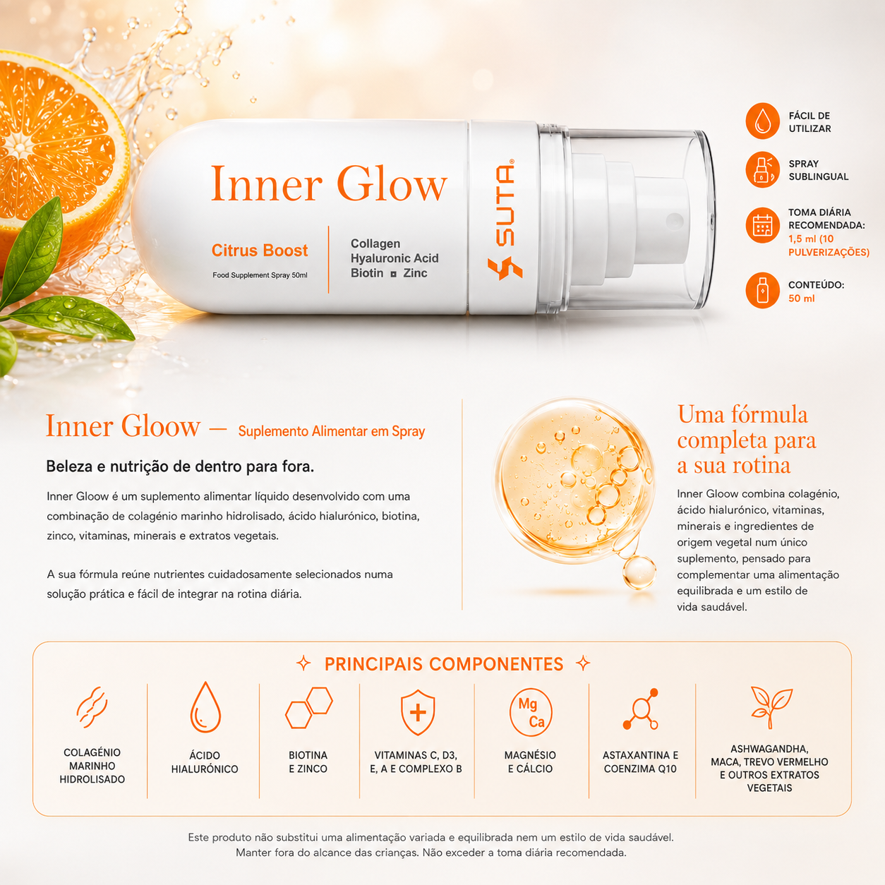 INNER GLOOW® Colagénio em Spray